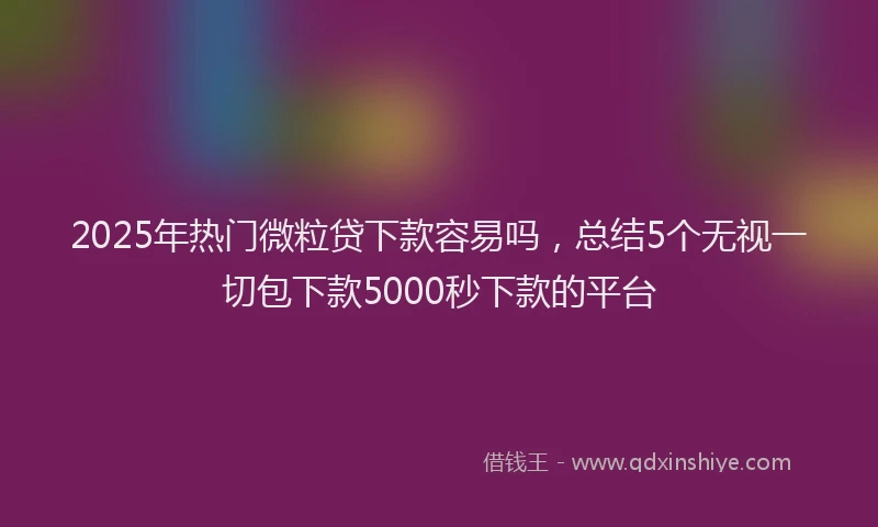 2025年热门微粒贷下款容易吗，总结5个无视一切包下款5000秒下款的平台