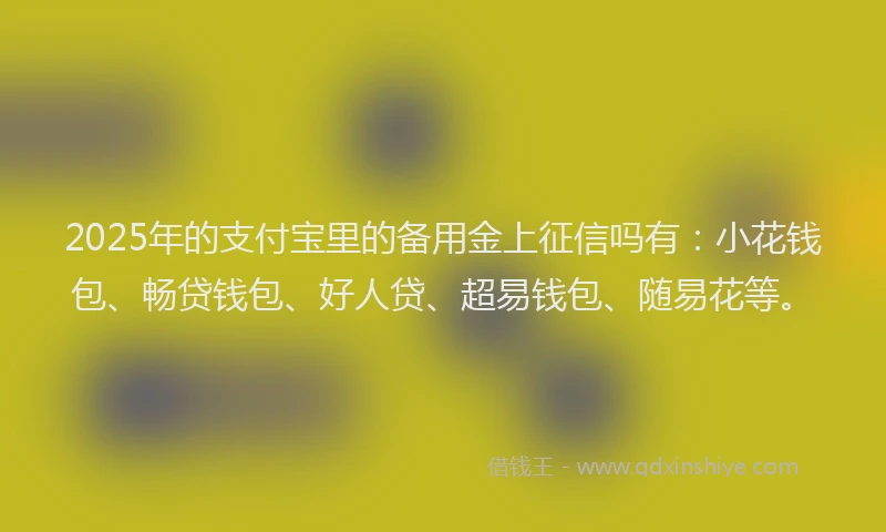 2025年的支付宝里的备用金上征信吗有：小花钱包、畅贷钱包、好人贷、超易钱包、随易花等。