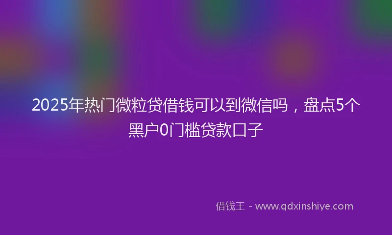 2025年热门微粒贷借钱可以到微信吗，盘点5个黑户0门槛贷款口子