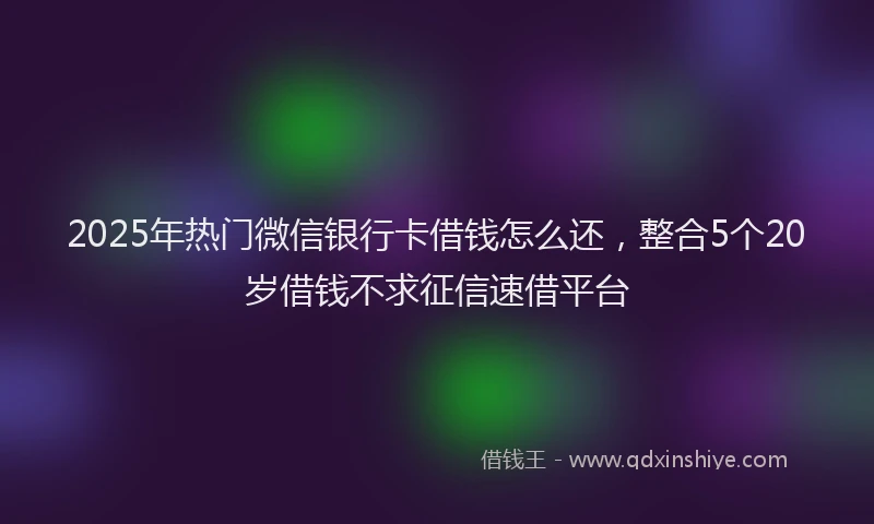 2025年热门微信银行卡借钱怎么还，整合5个20岁借钱不求征信速借平台