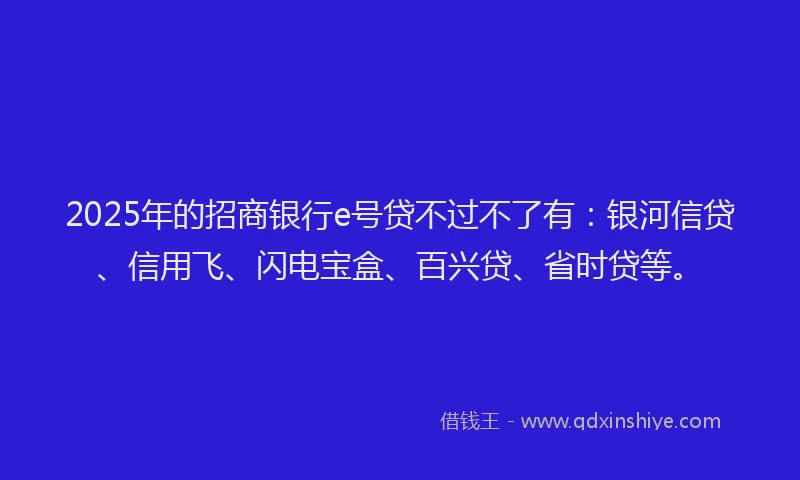 2025年的招商银行e号贷不过不了有：银河信贷、信用飞、闪电宝盒、百兴贷、省时贷等。