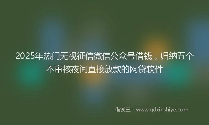 2025年热门无视征信微信公众号借钱，归纳五个不审核夜间直接放款的网贷软件