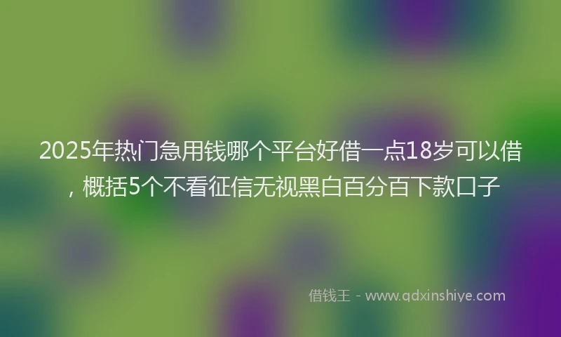 2025年热门急用钱哪个平台好借一点18岁可以借，概括5个不看征信无视黑白百分百下款口子
