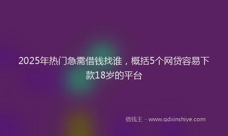 2025年热门急需借钱找谁，概括5个网贷容易下款18岁的平台