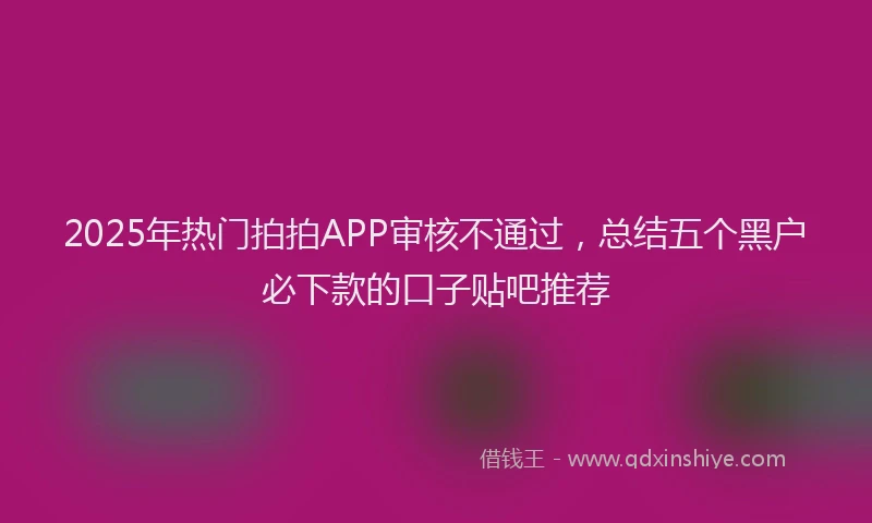 2025年热门拍拍APP审核不通过，总结五个黑户必下款的口子贴吧推荐