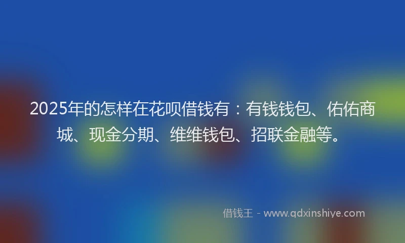 2025年的怎样在花呗借钱有：有钱钱包、佑佑商城、现金分期、维维钱包、招联金融等。