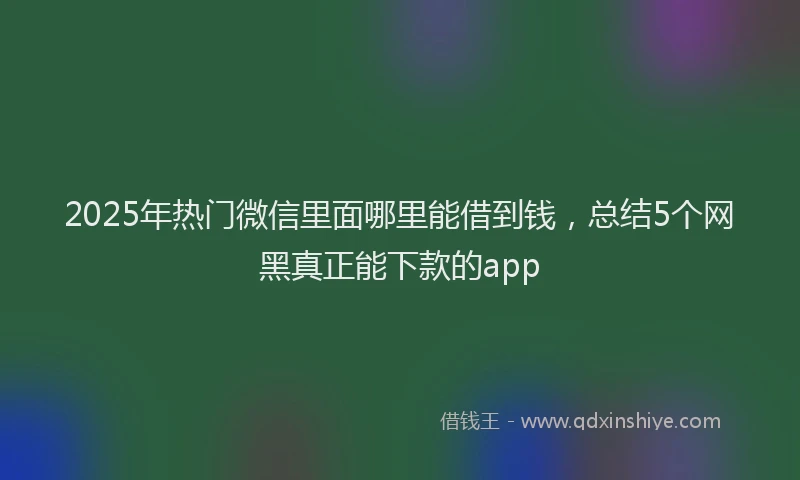 2025年热门微信里面哪里能借到钱，总结5个网黑真正能下款的app
