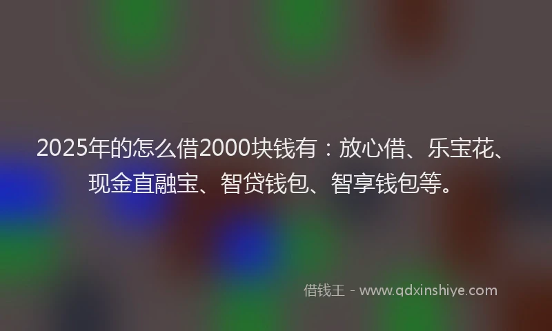 2025年的怎么借2000块钱有：放心借、乐宝花、现金直融宝、智贷钱包、智享钱包等。