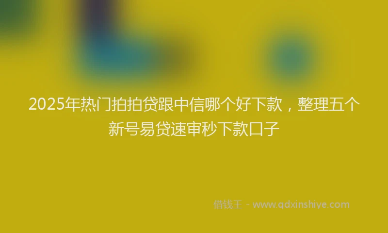 2025年热门拍拍贷跟中信哪个好下款，整理五个新号易贷速审秒下款口子