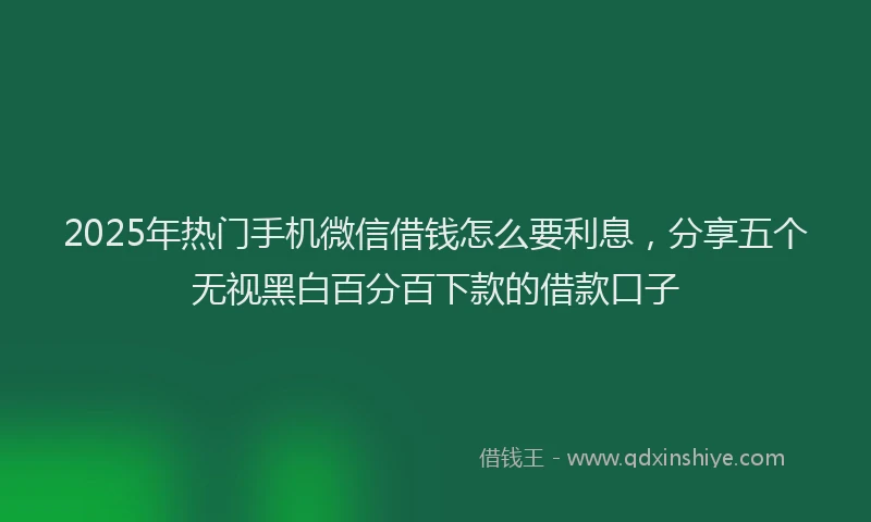 2025年热门手机微信借钱怎么要利息，分享五个无视黑白百分百下款的借款口子