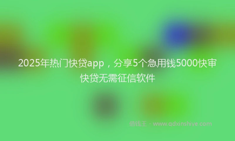 2025年热门快贷app，分享5个急用钱5000快审快贷无需征信软件