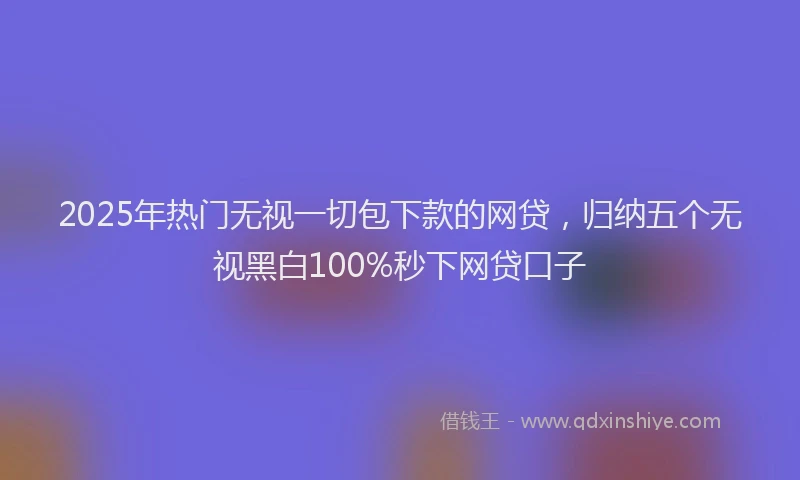2025年热门无视一切包下款的网贷，归纳五个无视黑白100%秒下网贷口子