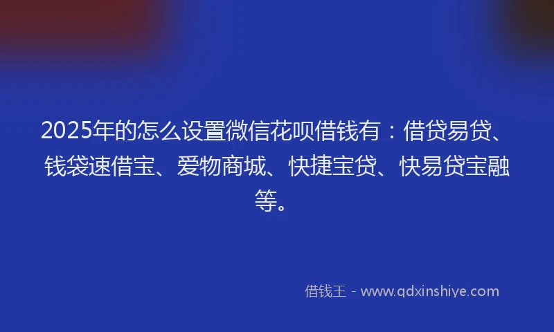2025年的怎么设置微信花呗借钱有：借贷易贷、钱袋速借宝、爱物商城、快捷宝贷、快易贷宝融等。