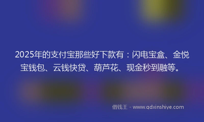 2025年的支付宝那些好下款有：闪电宝盒、金悦宝钱包、云钱快贷、葫芦花、现金秒到融等。