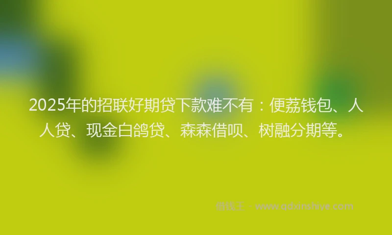 2025年的招联好期贷下款难不有：便荔钱包、人人贷、现金白鸽贷、森森借呗、树融分期等。