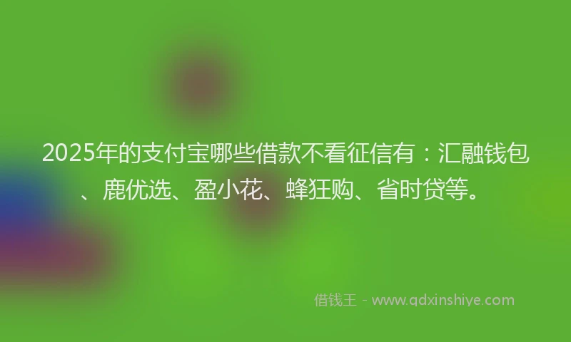 2025年的支付宝哪些借款不看征信有：汇融钱包、鹿优选、盈小花、蜂狂购、省时贷等。