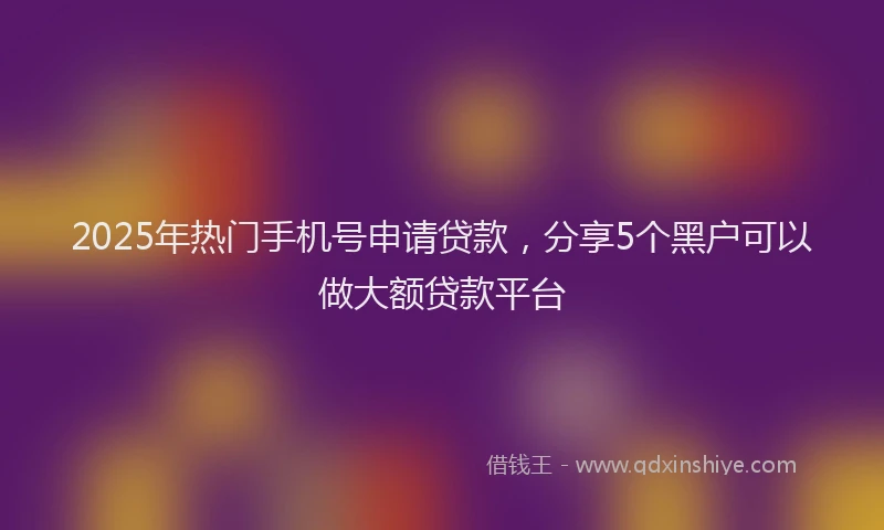 2025年热门手机号申请贷款，分享5个黑户可以做大额贷款平台