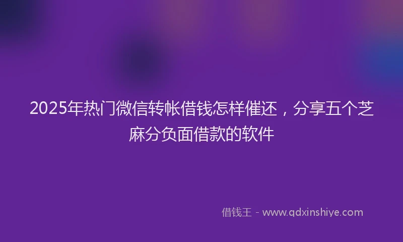 2025年热门微信转帐借钱怎样催还，分享五个芝麻分负面借款的软件
