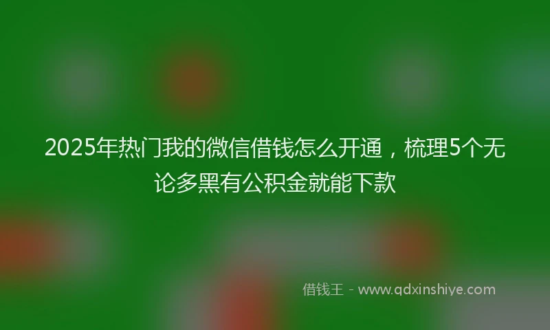 2025年热门我的微信借钱怎么开通，梳理5个无论多黑有公积金就能下款