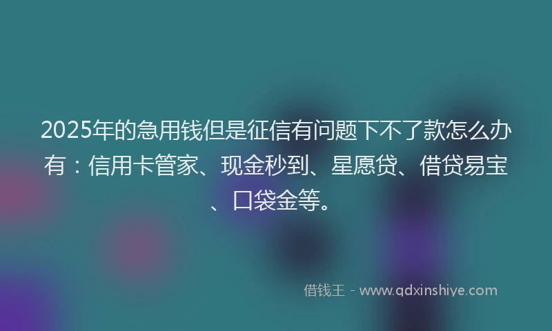 2025年的急用钱但是征信有问题下不了款怎么办有：信用卡管家、现金秒到、星愿贷、借贷易宝、口袋金等。