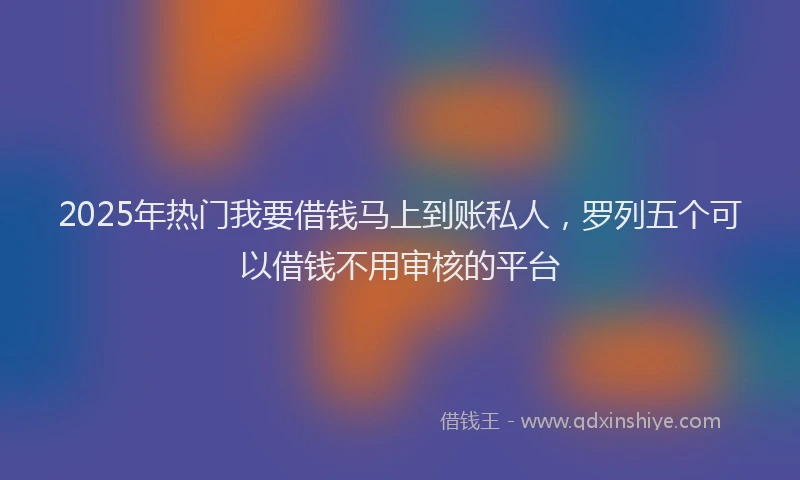2025年热门我要借钱马上到账私人，罗列五个可以借钱不用审核的平台