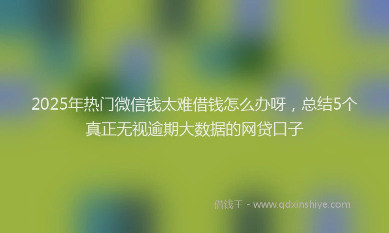 2025年热门微信钱太难借钱怎么办呀，总结5个真正无视逾期大数据的网贷口子