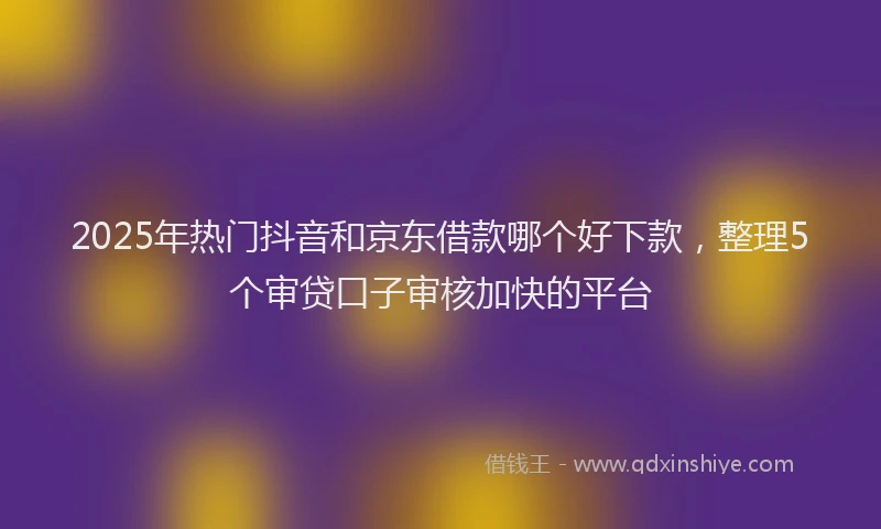2025年热门抖音和京东借款哪个好下款，整理5个审贷口子审核加快的平台