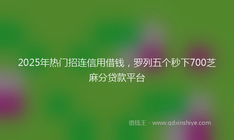 2025年热门招连信用借钱，罗列五个秒下700芝麻分贷款平台