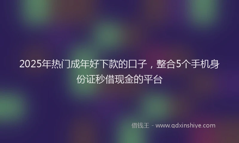 2025年热门成年好下款的口子，整合5个手机身份证秒借现金的平台