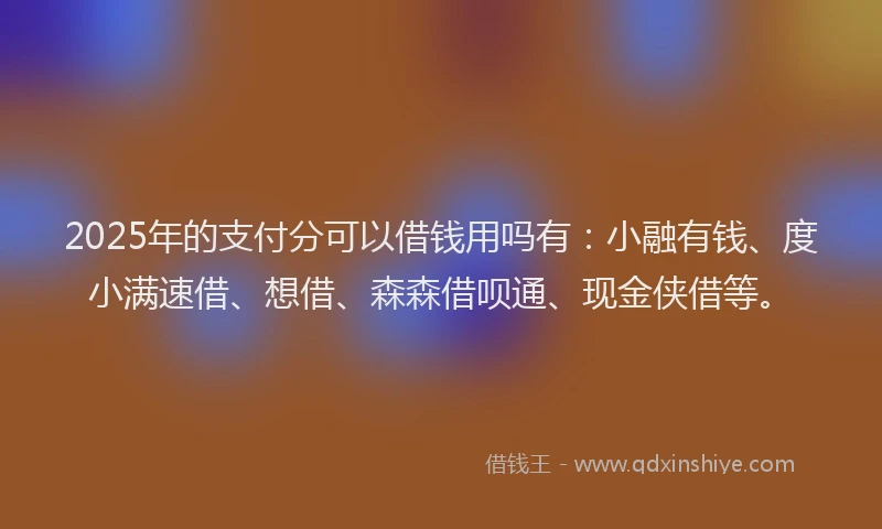 2025年的支付分可以借钱用吗有：小融有钱、度小满速借、想借、森森借呗通、现金侠借等。