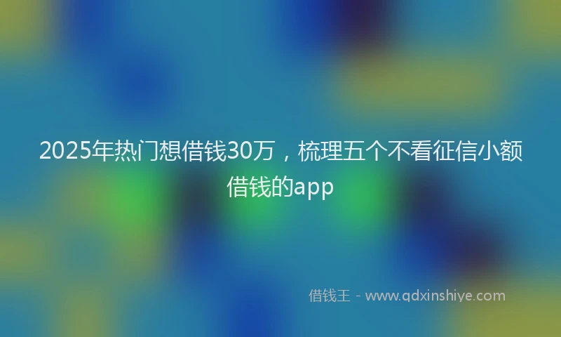 2025年热门想借钱30万，梳理五个不看征信小额借钱的app
