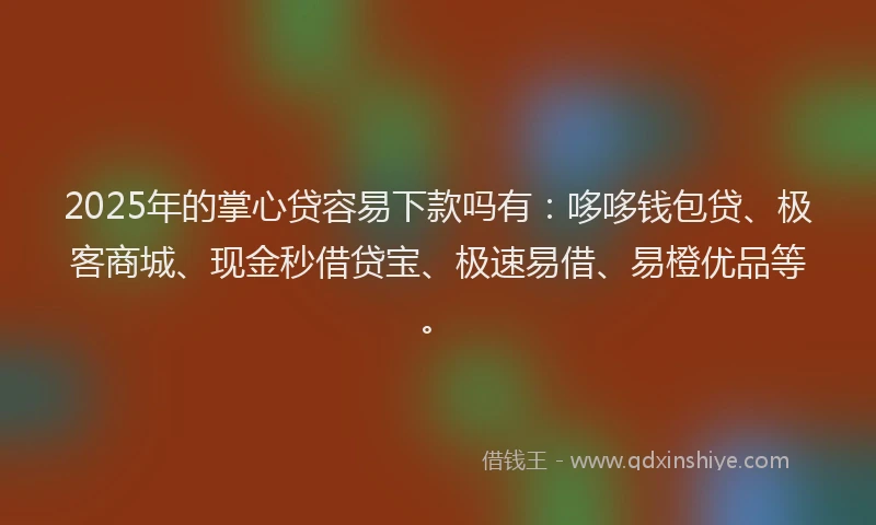 2025年的掌心贷容易下款吗有：哆哆钱包贷、极客商城、现金秒借贷宝、极速易借、易橙优品等。