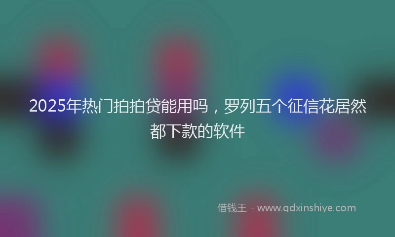 2025年热门拍拍贷能用吗，罗列五个征信花居然都下款的软件