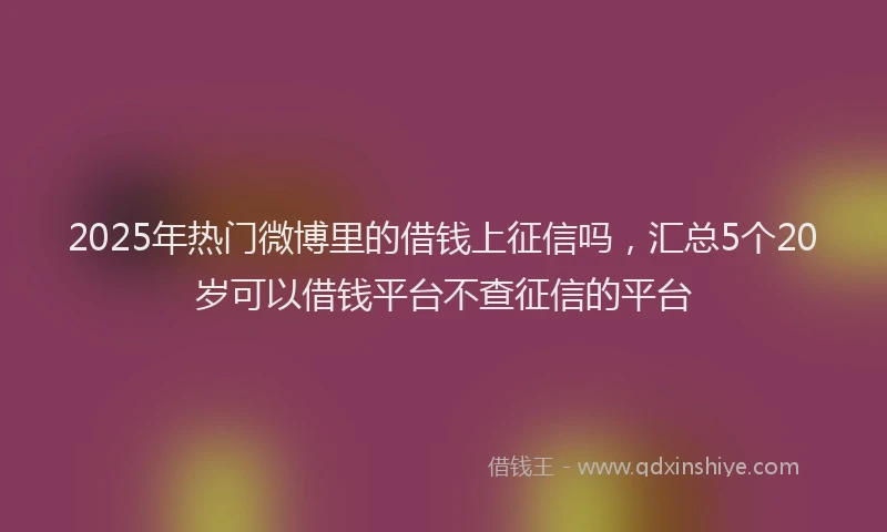 2025年热门微博里的借钱上征信吗，汇总5个20岁可以借钱平台不查征信的平台