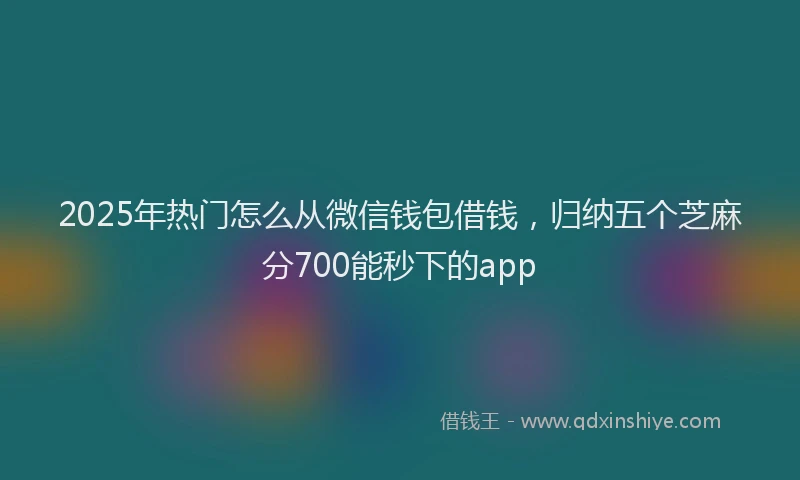 2025年热门怎么从微信钱包借钱，归纳五个芝麻分700能秒下的app