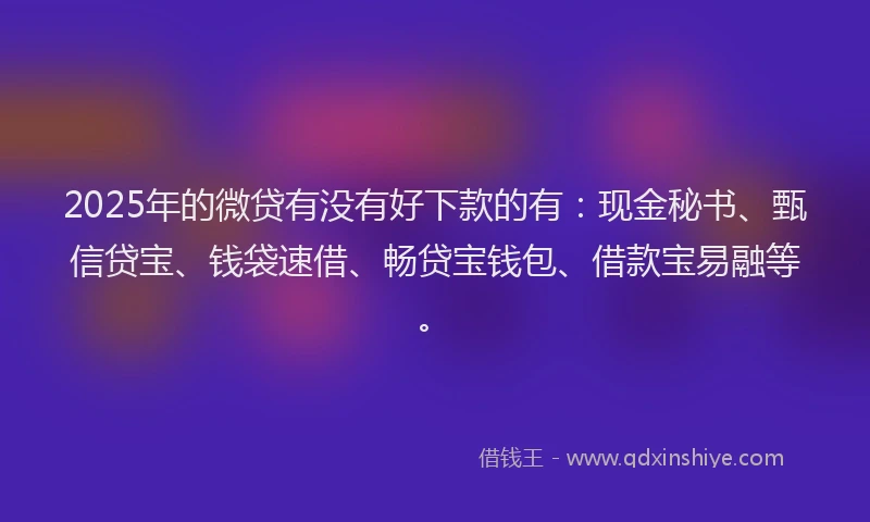 2025年的微贷有没有好下款的有：现金秘书、甄信贷宝、钱袋速借、畅贷宝钱包、借款宝易融等。