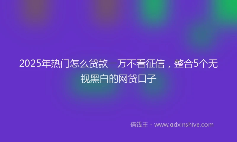 2025年热门怎么贷款一万不看征信，整合5个无视黑白的网贷口子