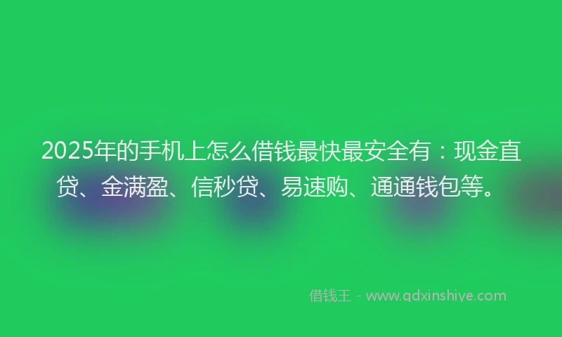 2025年的手机上怎么借钱最快最安全有：现金直贷、金满盈、信秒贷、易速购、通通钱包等。
