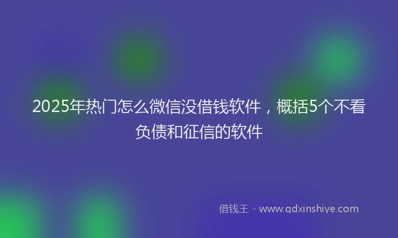2025年热门怎么微信没借钱软件，概括5个不看负债和征信的软件