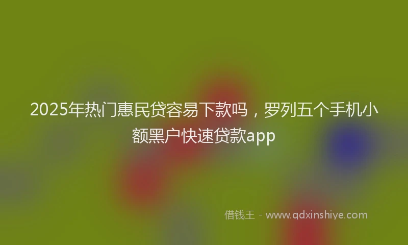 2025年热门惠民贷容易下款吗，罗列五个手机小额黑户快速贷款app