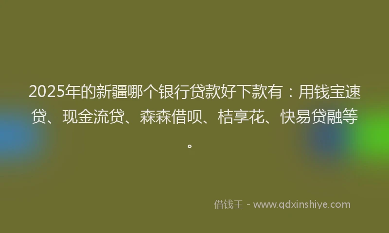 2025年的新疆哪个银行贷款好下款有：用钱宝速贷、现金流贷、森森借呗、桔享花、快易贷融等。