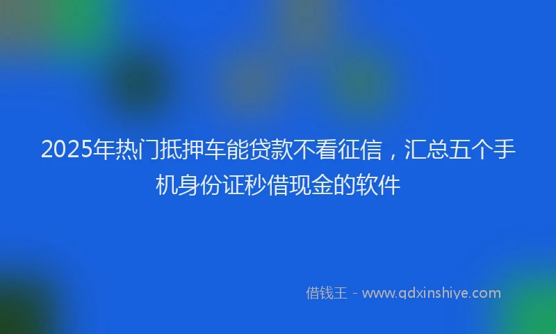 2025年热门抵押车能贷款不看征信，汇总五个手机身份证秒借现金的软件