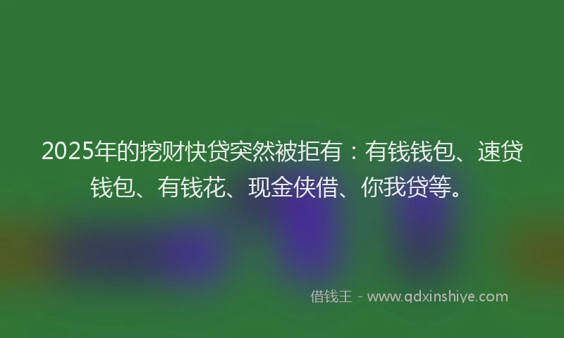 2025年的挖财快贷突然被拒有：有钱钱包、速贷钱包、有钱花、现金侠借、你我贷等。