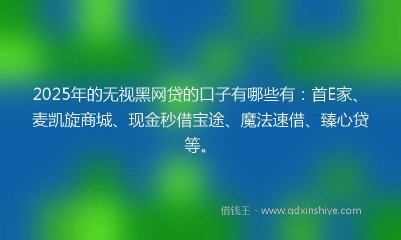 2025年的无视黑网贷的口子有哪些有：首E家、麦凯旋商城、现金秒借宝途、魔法速借、臻心贷等。