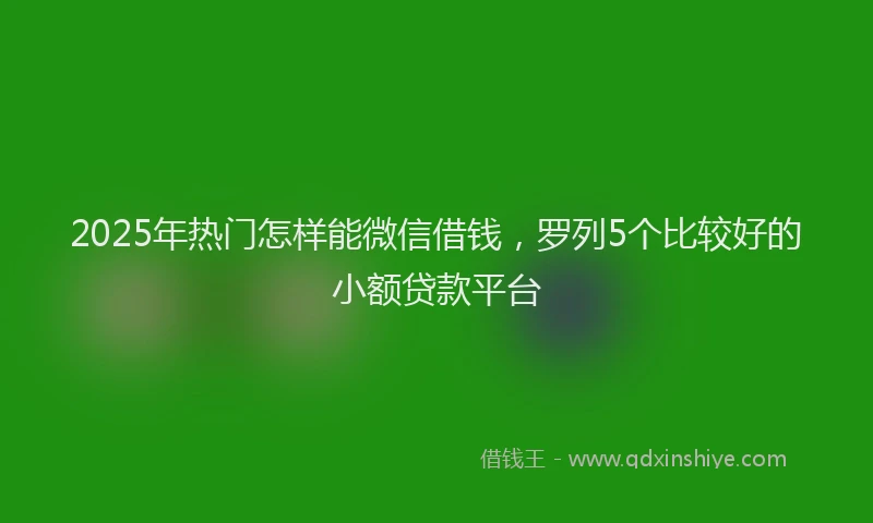 2025年热门怎样能微信借钱，罗列5个比较好的小额贷款平台