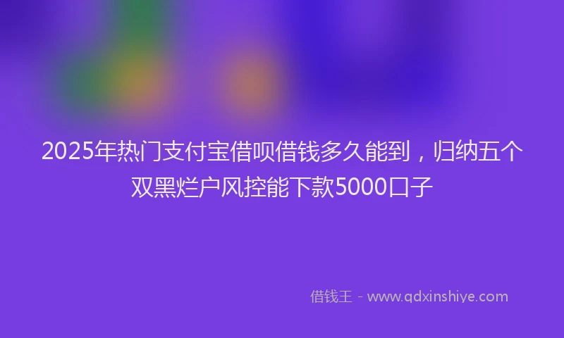 2025年热门支付宝借呗借钱多久能到，归纳五个双黑烂户风控能下款5000口子