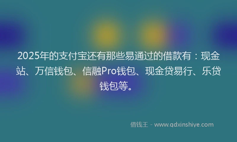 2025年的支付宝还有那些易通过的借款有：现金站、万信钱包、信融Pro钱包、现金贷易行、乐贷钱包等。