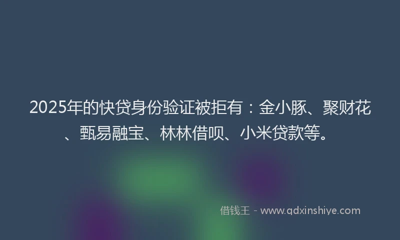 2025年的快贷身份验证被拒有：金小豚、聚财花、甄易融宝、林林借呗、小米贷款等。