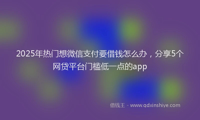 2025年热门想微信支付要借钱怎么办，分享5个网贷平台门槛低一点的app