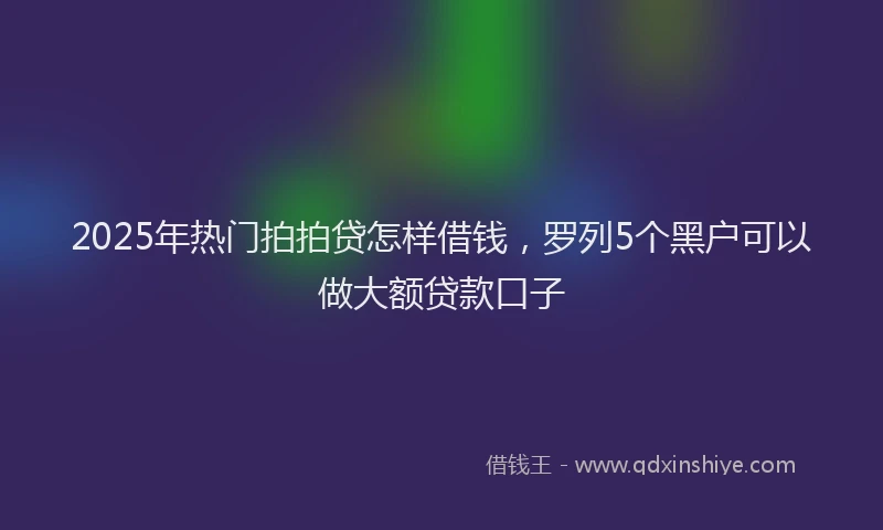2025年热门拍拍贷怎样借钱，罗列5个黑户可以做大额贷款口子